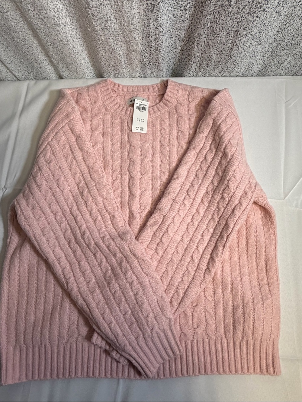 Hollister Cable-Knit Crewneck Sweater - Light Pink